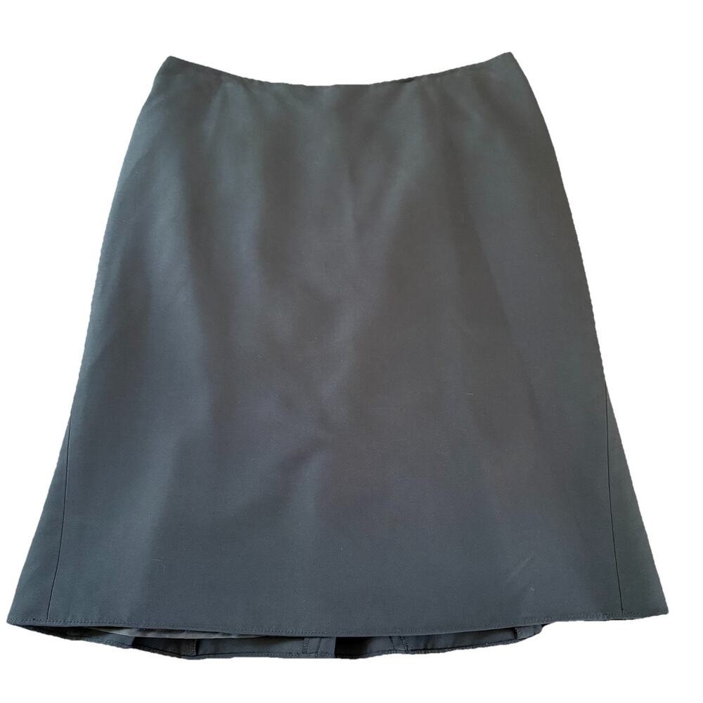 Ellen Tracy Blue Silk 100% Kick Pleated A-Line Skirt Size 6 (Waist 31”)